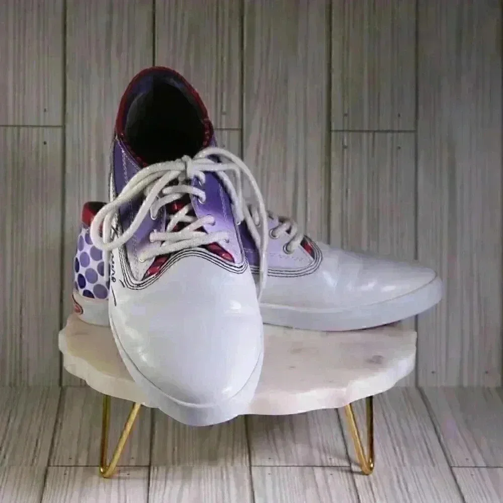 Azzure leather white/purple ombre style Shelly Low Lace shoe size 8 - Picture 5 of 12